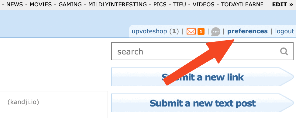 preferences button reddit