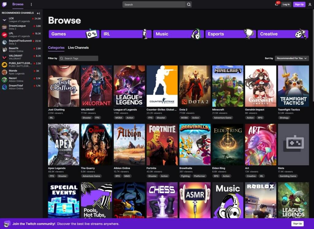 Twitch platform