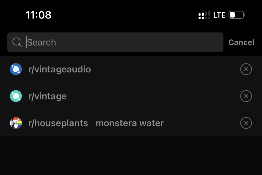 clear reddit search history