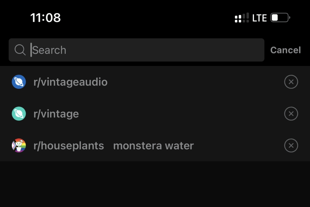 clear reddit search history