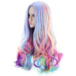 Full Long Curly Wavy Rainbow Hair Wig
