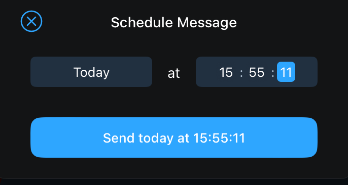 select date and time when sending scheduled messages