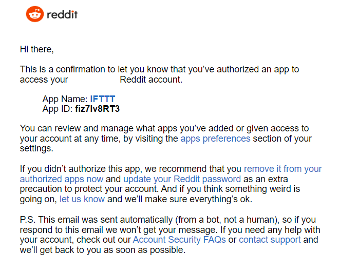 Reddit Mail Authorized App Access on Your Reddit Account