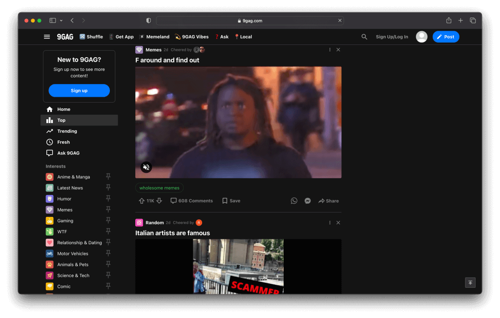 9gag homepage