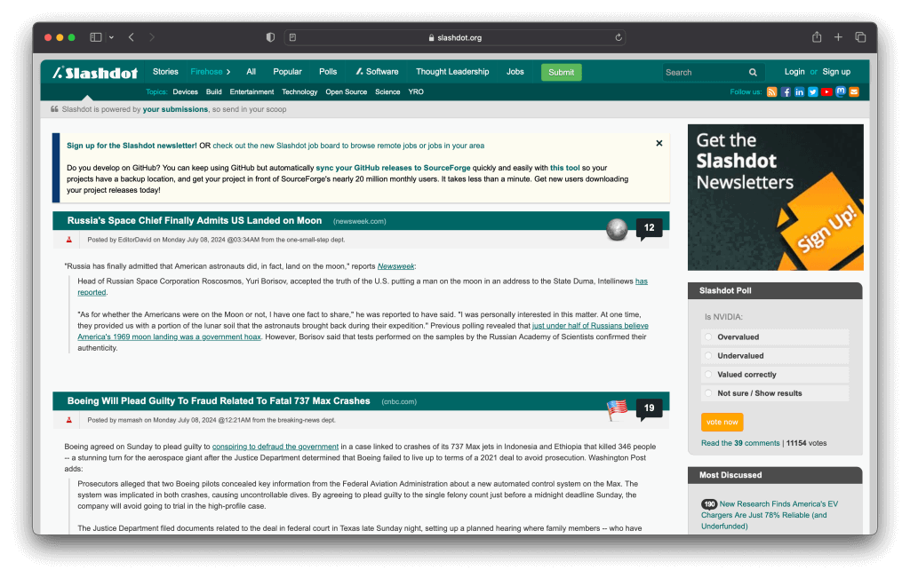 Slashdot homepage